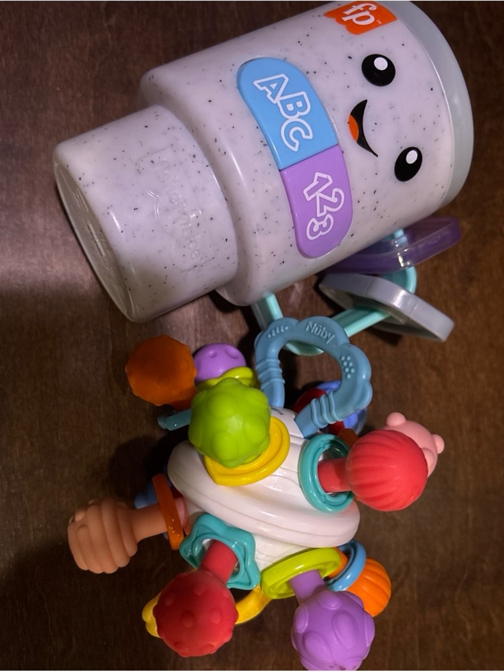 Infant Multi-Textured Sensory Rattle Toy - White with Colorful Accents